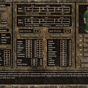 Merchant Character Creation