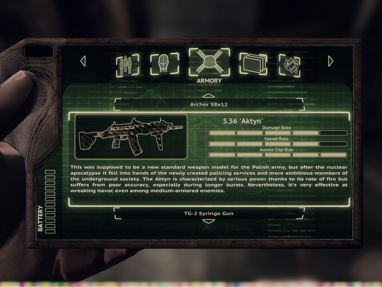 Guns: Aktyn 5.56mm assault rifle